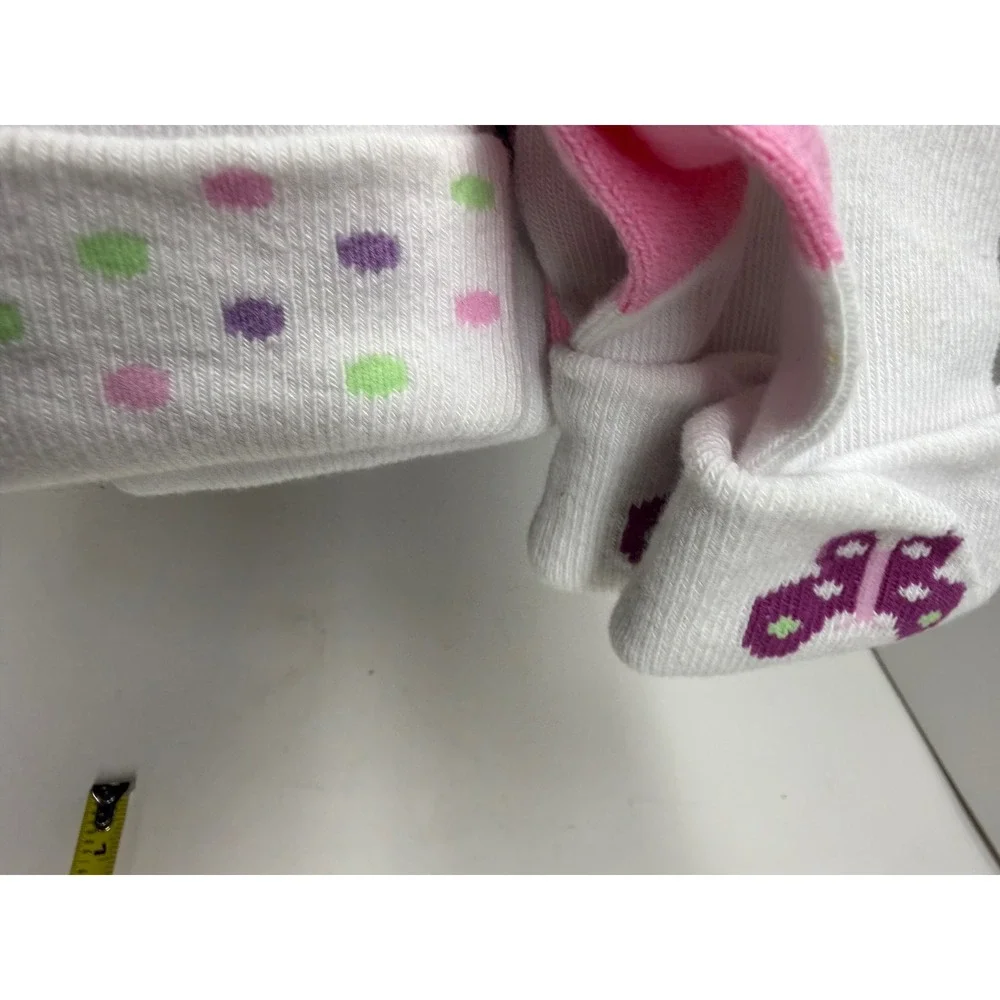 Hanes Girls Toddler Turn Cuff Socks 6 Pair Pack White Pink Purple 4T-5T NEW